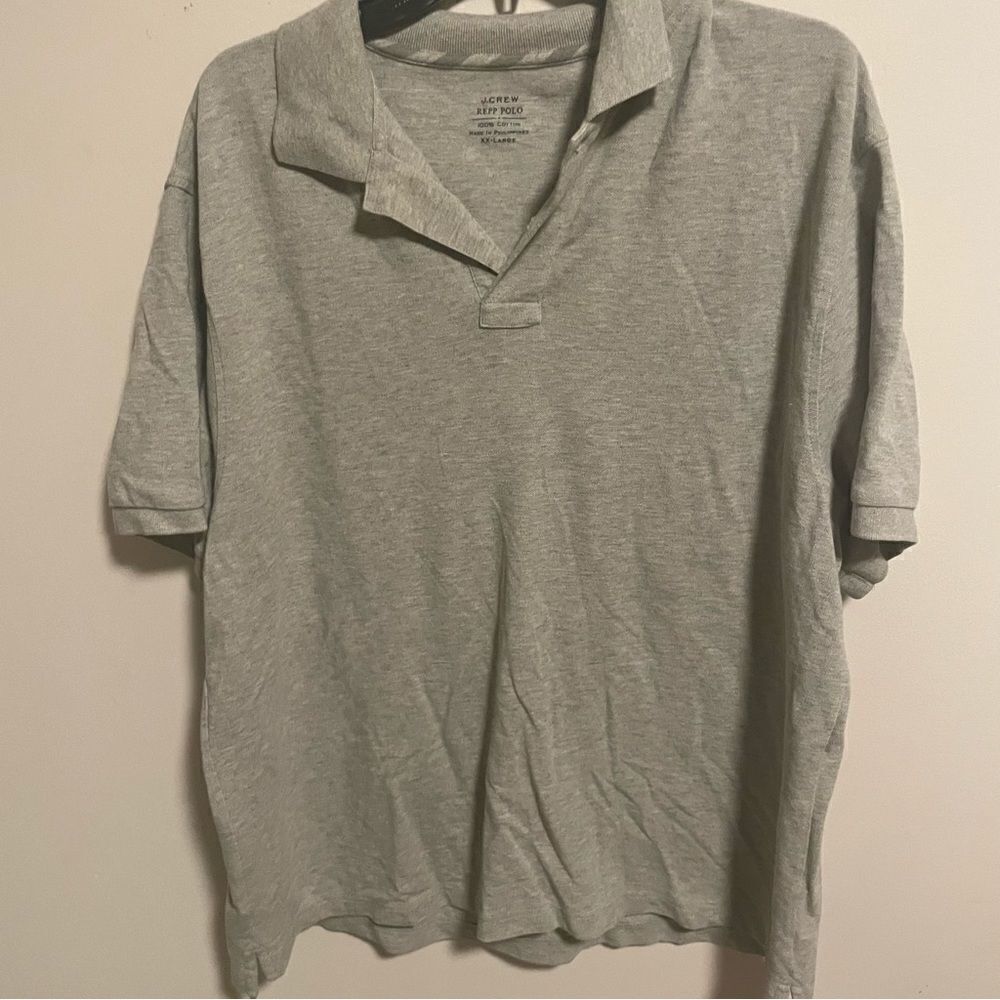 J.Crew Repp Light Gray 100% Cotton Polo- Size 2XL